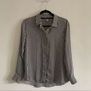 Black & White Striped Button Down Shirt